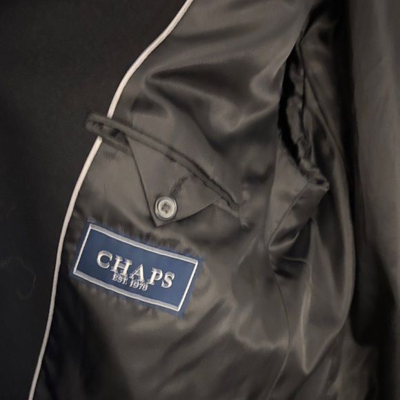 Chaps Men’s 44L Wool Blend Overcoat – Black, Classic 3-Button Long Coat - Picture 7 of 10